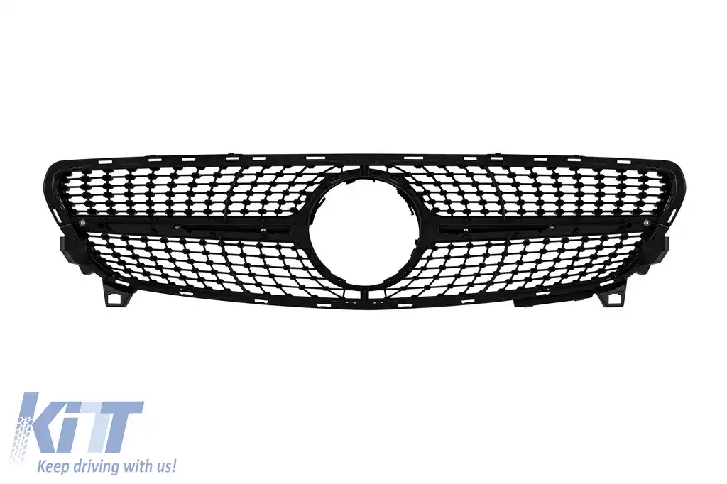 Grilă diamantată crom/neagră potrivită pentru Mercedes A-Class W176 2016-2018-image-6236878