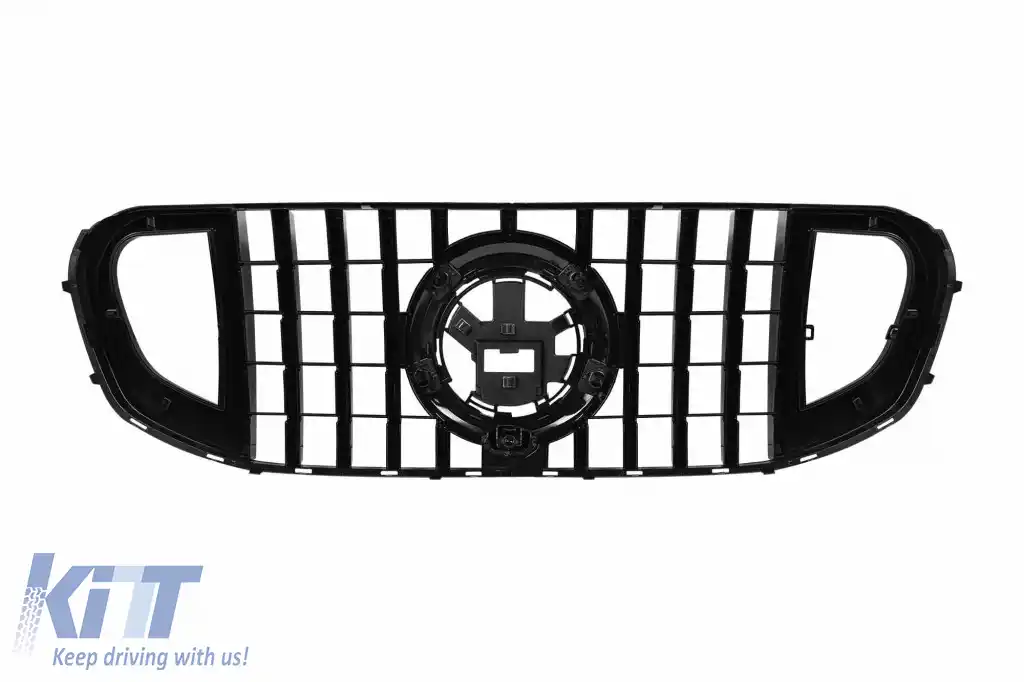 Grilă din lac negru tip Brabus cu linii roșii potrivită pentru Mercedes GLS X167 2020-2023-image-6264941