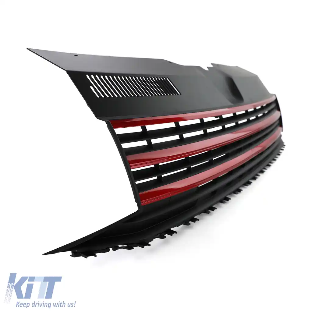 Grilă fără emblemă cu benzi roșii potrivită pentru VW T6 Bus Transporter 15-19-image-6196186