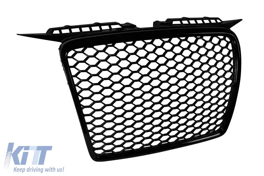 Grilă frontală de tip RS neagră, fără emblemă, potrivită pentru Audi A3 hatchback, Sportback 2005-2008-image-6132333