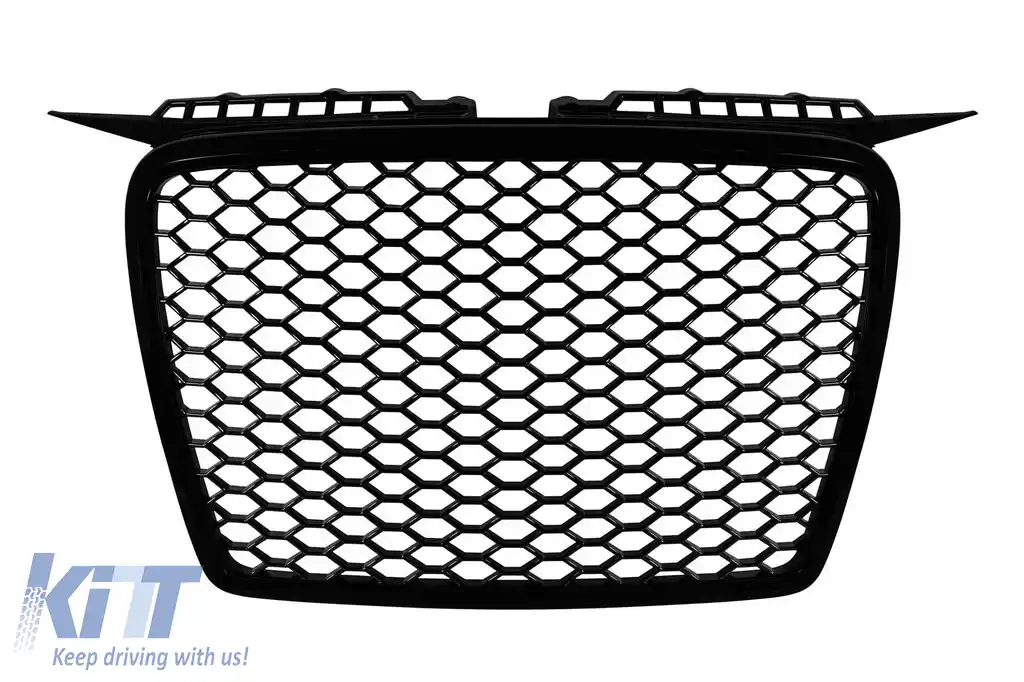 Grilă frontală de tip RS neagră, fără emblemă, potrivită pentru Audi A3 hatchback, Sportback 2005-2008-image-6132334