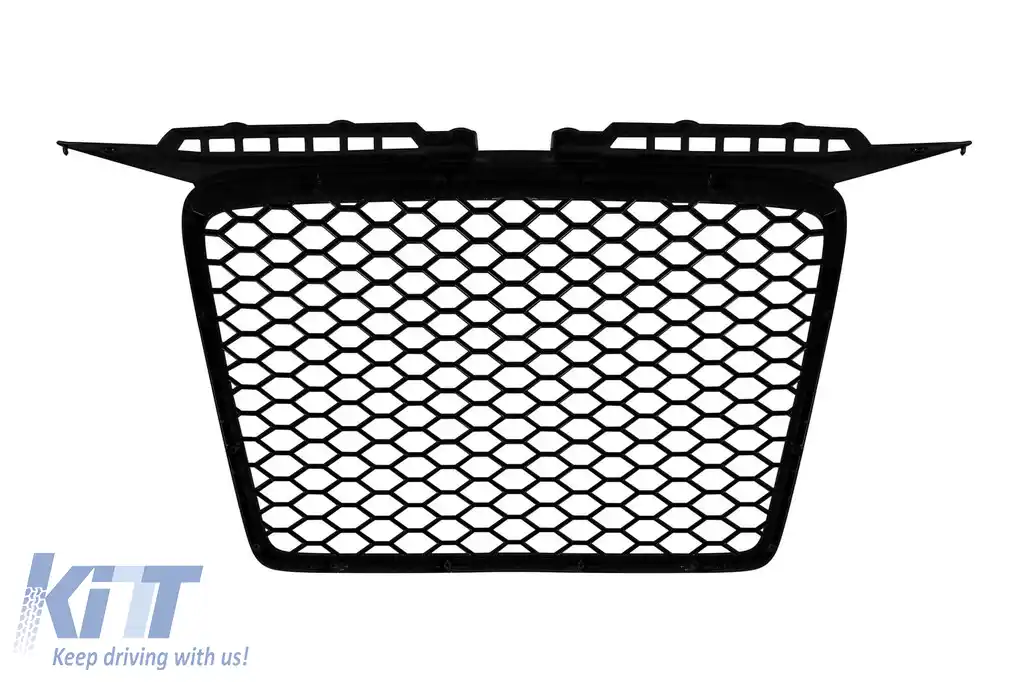 Grilă frontală de tip RS neagră, fără emblemă, potrivită pentru Audi A3 hatchback, Sportback 2005-2008-image-6132335
