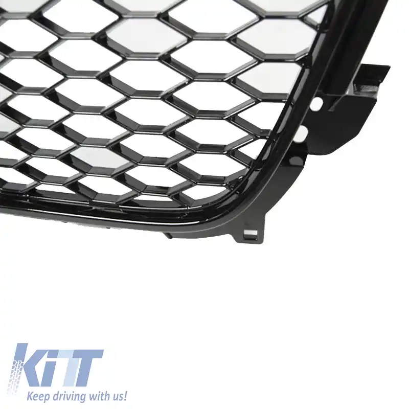 Grilă frontală potrivită pentru Audi A4 B8 11-15 RS4 Look cu fagure negru lucios 1 buc.-image-6295821