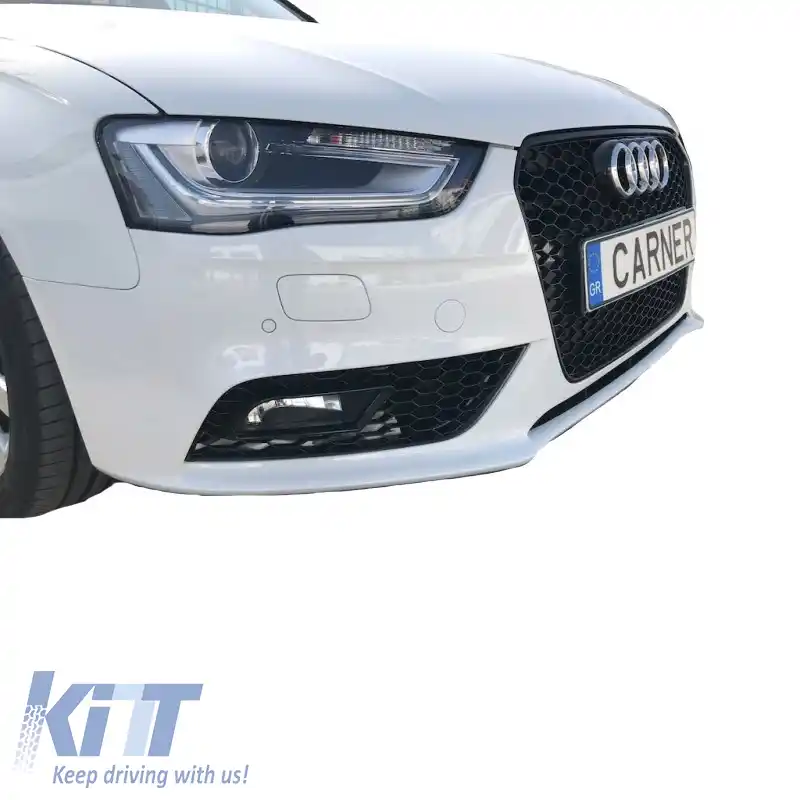 Grilă frontală potrivită pentru Audi A4 B8 11-15 RS4 Look cu fagure negru lucios 1 buc.-image-6295823