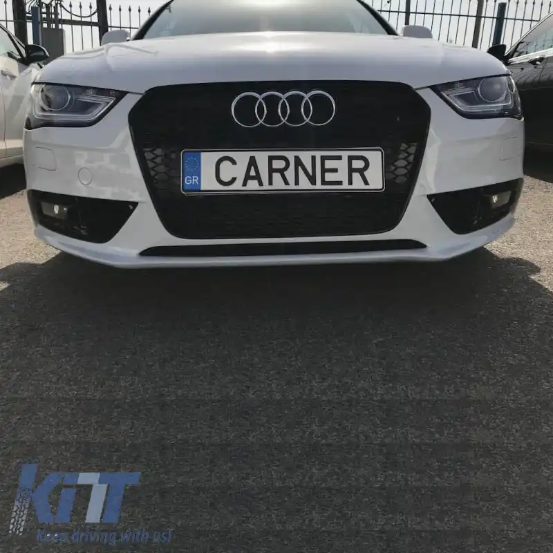 Grilă frontală potrivită pentru Audi A4 B8 11-15 RS4 Look cu fagure negru lucios 1 buc.-image-6295824