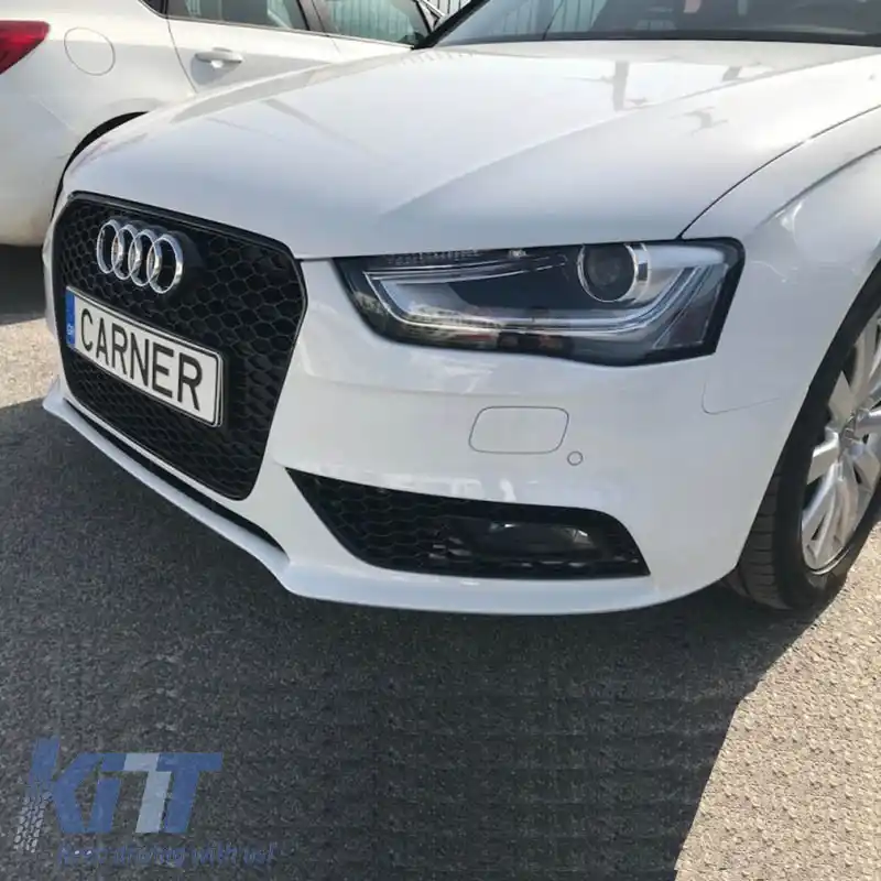 Grilă frontală potrivită pentru Audi A4 B8 11-15 RS4 Look cu fagure negru lucios 1 buc.-image-6295825