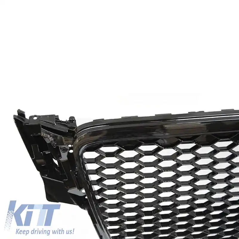 Grilă frontală potrivită pentru Audi A4 B8 08-11 Aspect RS4 cu fagure negru lucios 1 buc.-image-6329179