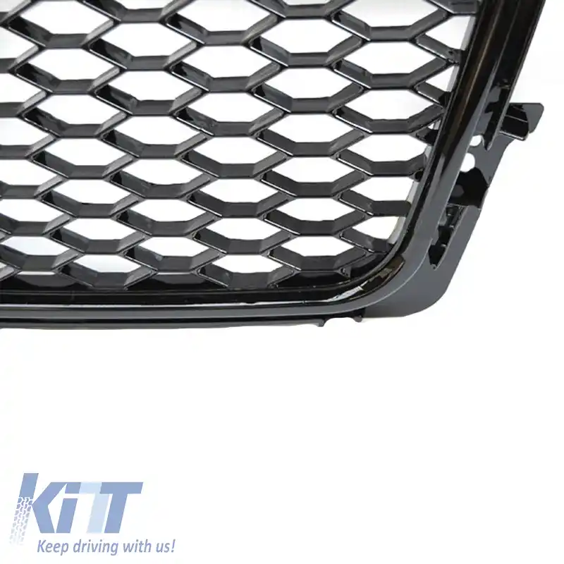 Grilă frontală potrivită pentru Audi A4 B8 08-11 Aspect RS4 cu fagure negru lucios 1 buc.-image-6329180