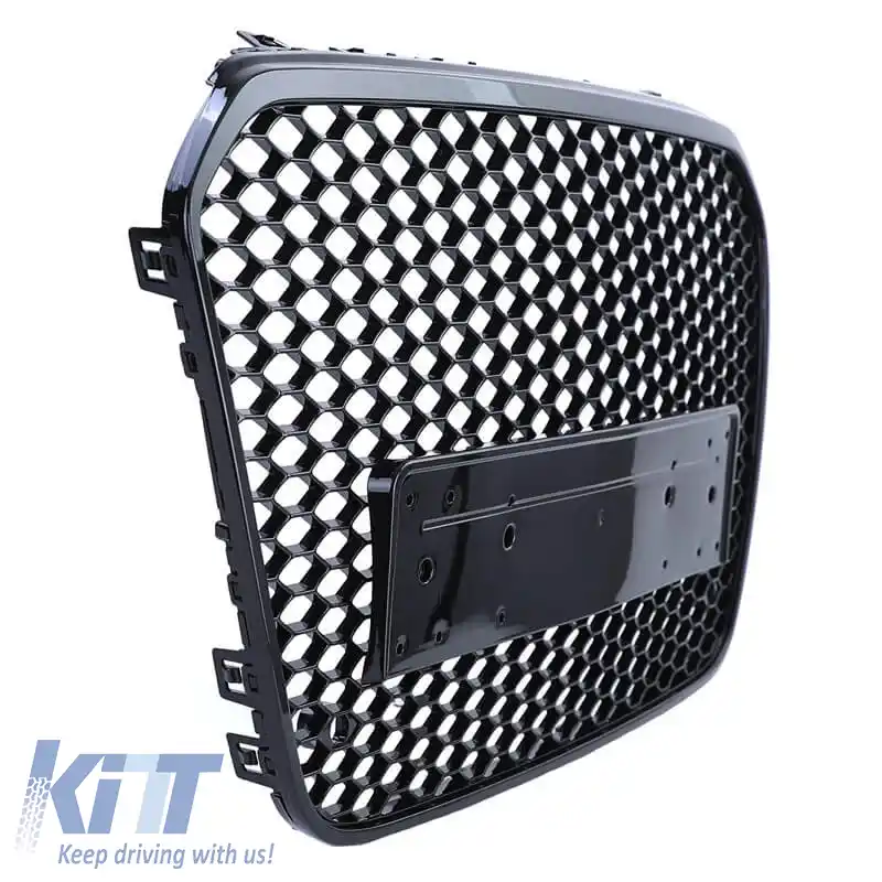 Grilă frontală potrivită pentru Audi A6 4G C7 11-15 RS6 Look cu fagure lucios negru 1 buc.-image-6301809