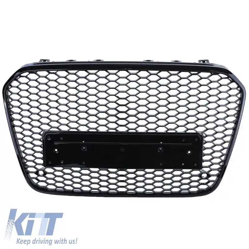 Grilă frontală potrivită pentru Audi A6 4G C7 11-15 RS6 Look cu fagure lucios negru 1 buc.-image-6301811