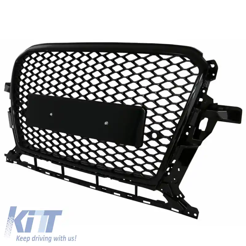 Grilă frontală potrivită pentru Audi Q5 8R Facelift 12-15 RSQ5 Look cu plasă neagră lucioasă 1Pc-image-6312321