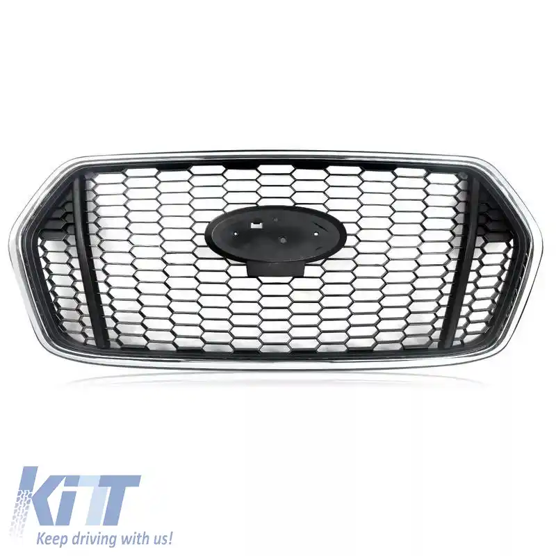 Grilă frontală potrivită pentru Ford Transit 2020-2022 RS Look fagure negru cu crom 1buc.-image-6315830