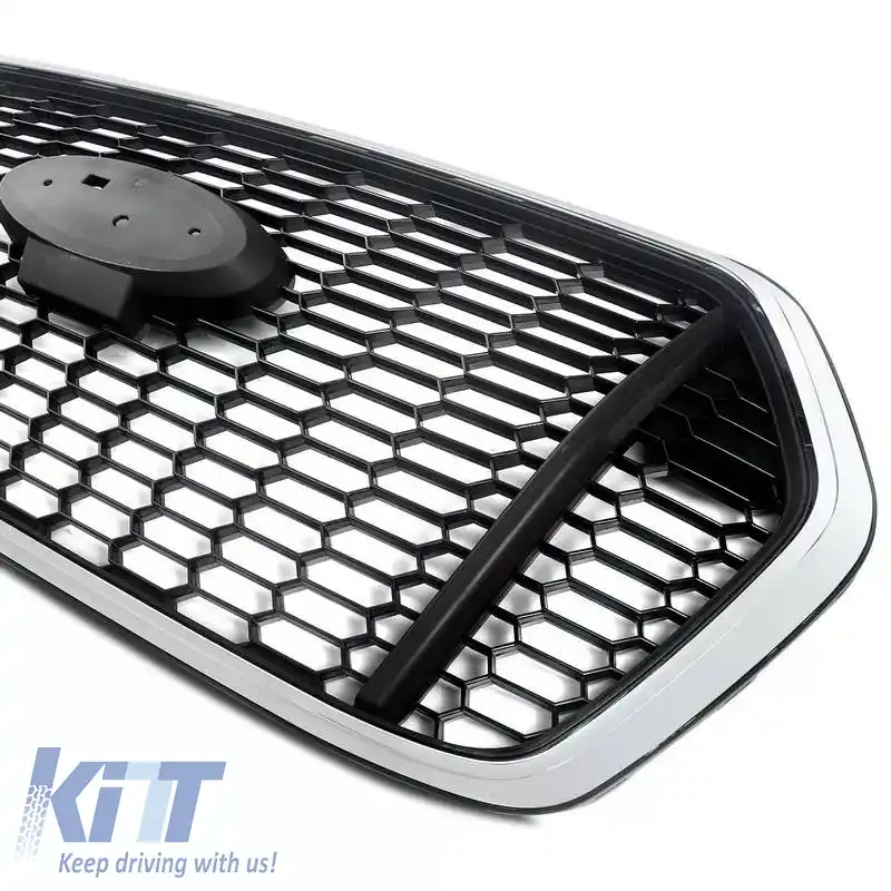 Grilă frontală potrivită pentru Ford Transit 2020-2022 RS Look fagure negru cu crom 1buc.-image-6315832