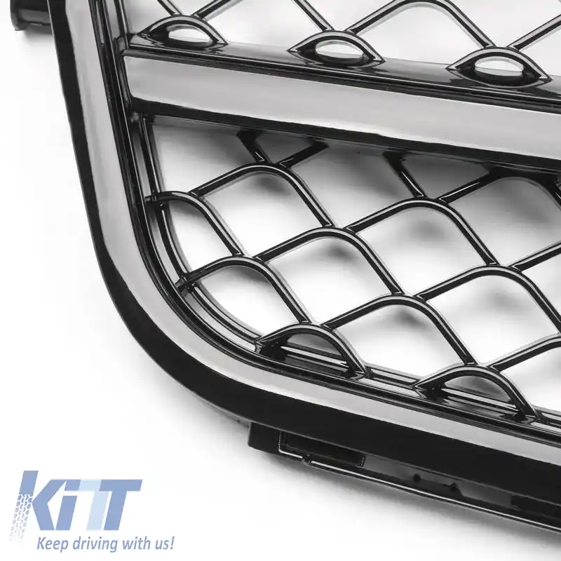 Grilă frontală potrivită pentru Mercedes-Benz C-Class W204 07-14 A Design C63 Look cu gardă unică neagră lucioasă 1buc.-image-6295859