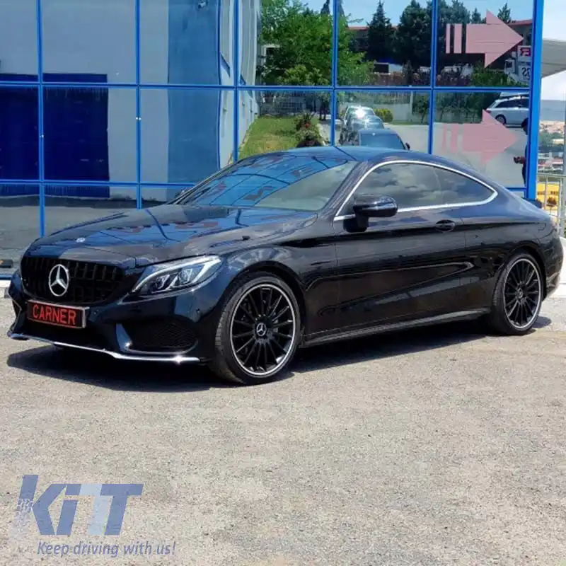 Grilă frontală potrivită pentru Mercedes-Benz C-Class W205 14+ GT A Design Panamericana Look Negru Lucios 1 Pc-image-6296035