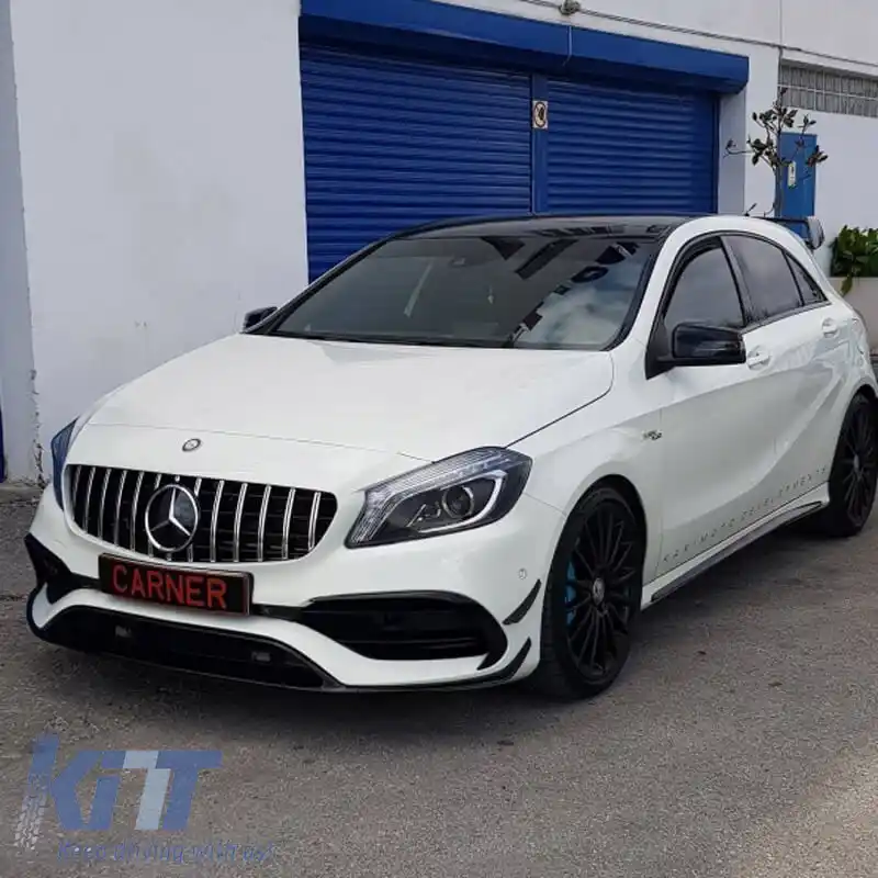 Grilă frontală potrivită pentru Mercedes-Benz A-Class W176 15-18 GT A Design Panamericana Look Negru/Chrome 1pc-image-6296046