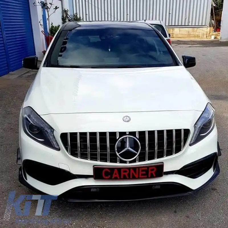Grilă frontală potrivită pentru Mercedes-Benz A-Class W176 15-18 GT A Design Panamericana Look Negru/Chrome 1pc-image-6296047