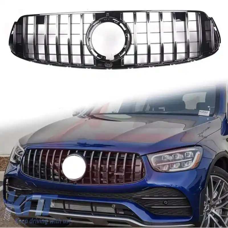 Grilă frontală potrivită pentru Mercedes-Benz GLC-Class X253 19+ Facelift A Design Line GTR Panamericana Design Negru/Chrome-image-6309177