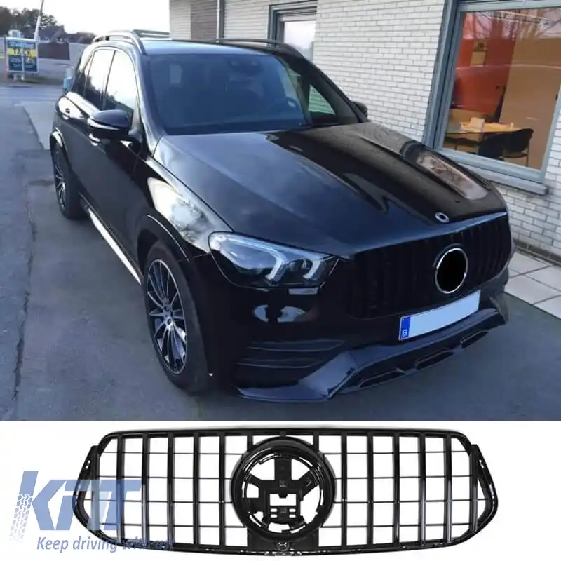 Grilă frontală potrivită pentru Mercedes-Benz GLE-Class W167/C167/V167 19+ GT A Design Panamericana Look Negru 1buc-image-6309338