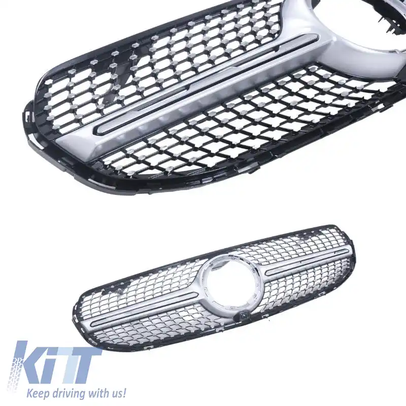 Grilă frontală potrivită pentru Mercedes-Benz GLC-Class X253 19+ Facelift Aspect diamant Argintiu/Chrome-image-6311287