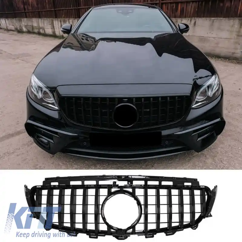 Grilă frontală potrivită pentru Mercedes-Benz E-Class W213 16-19 GT A Design Panamericana Look Negru 1pc-image-6312843