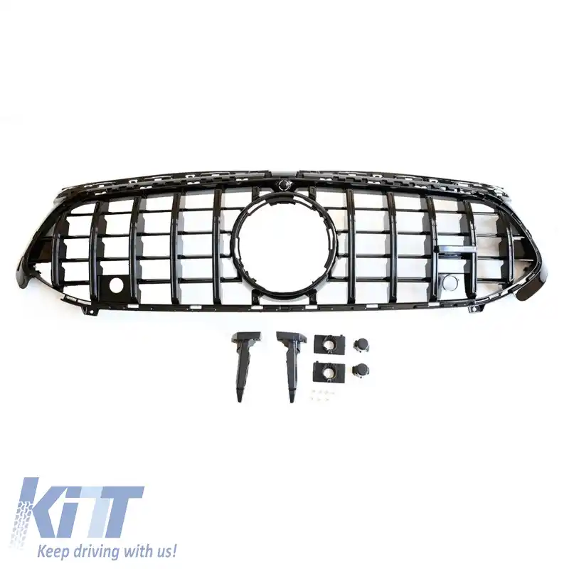 Grilă frontală potrivită pentru Mercedes-Benz A-Class W177 Facelift 23+ GT A Design Panamericana Look Negru 1 Pc-image-6318373