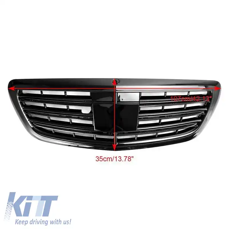 Grilă frontală potrivită pentru Mercedes-Benz S-Class W222 13-20 Aspect A Design Look Night Edition Negru Lucios 1 Pc-image-6323983