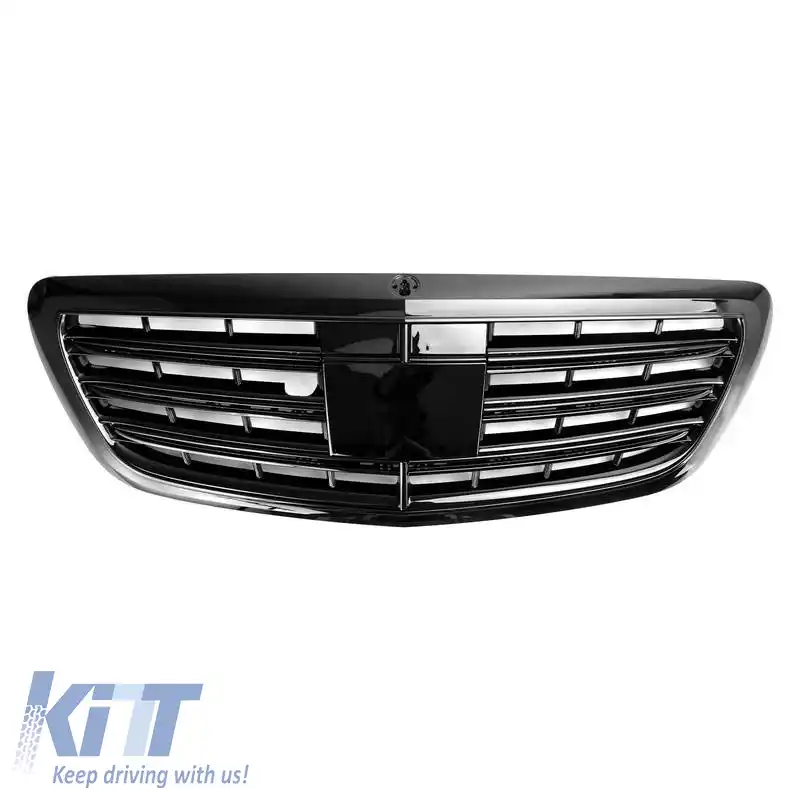 Grilă frontală potrivită pentru Mercedes-Benz S-Class W222 13-20 Aspect A Design Look Night Edition Negru Lucios 1 Pc-image-6323991