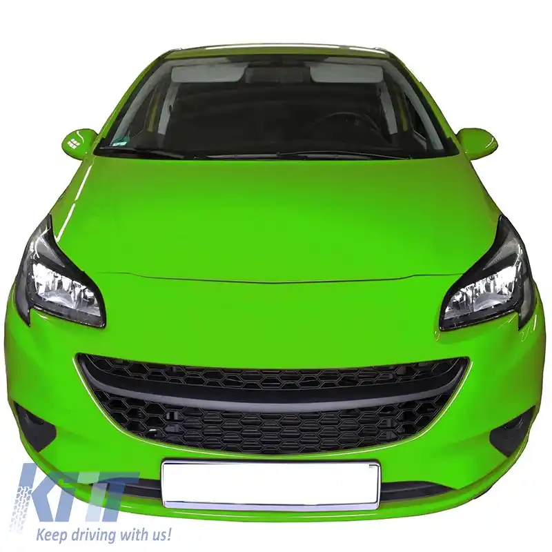 Grilă frontală potrivită pentru Opel Corsa E 14-19 Mat negru cu fagure 1buc-image-6325461