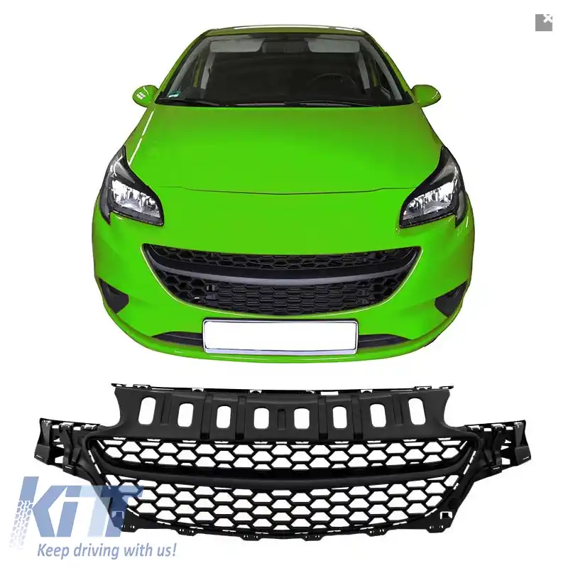 Grilă frontală potrivită pentru Opel Corsa E 14-19 Mat negru cu fagure 1buc-image-6325466