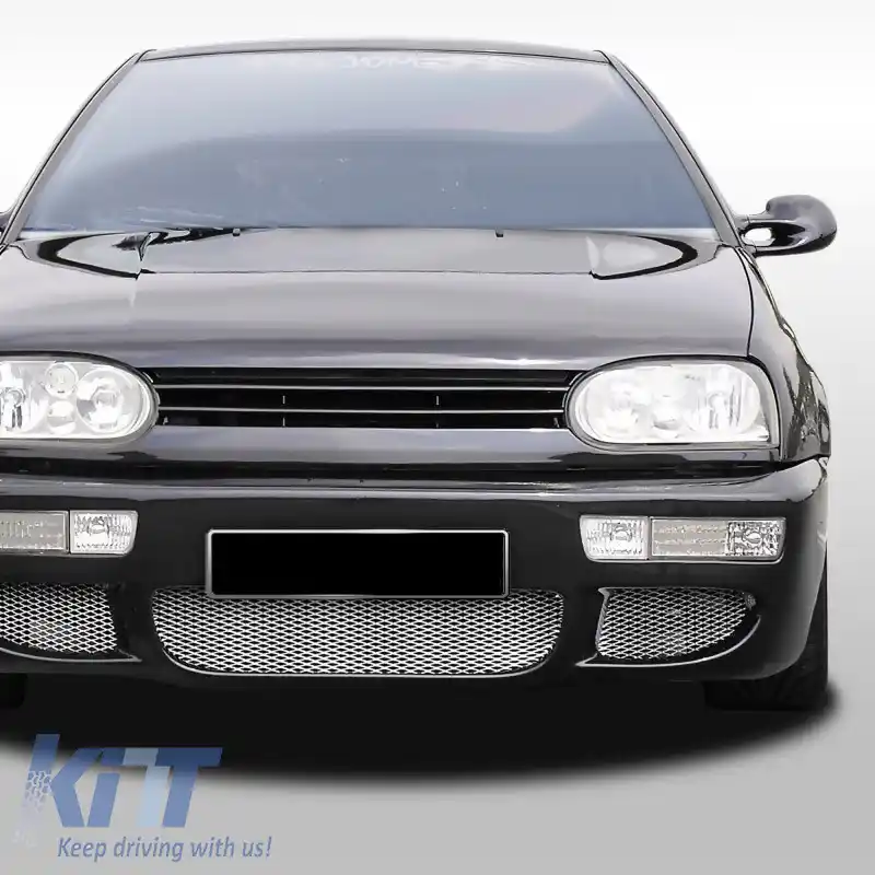 Grilă frontală potrivită pentru VW Golf III (3) 93-98 aspect VR6 fără emblemă neagră 1 buc.-image-6296002
