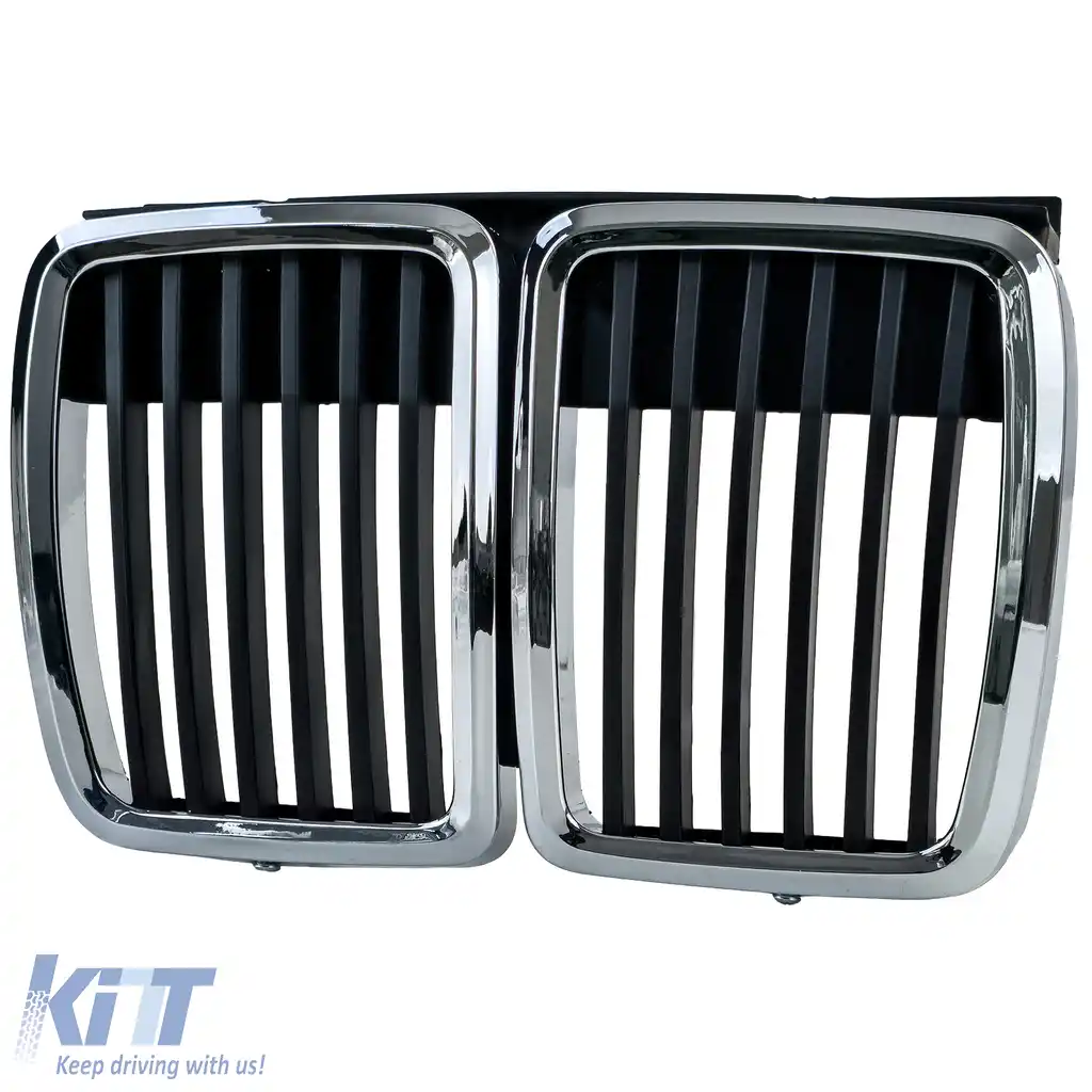 Grilă frontală sport crom negru, potrivită pentru BMW Seria 3 E30 1982-1994-image-6211307