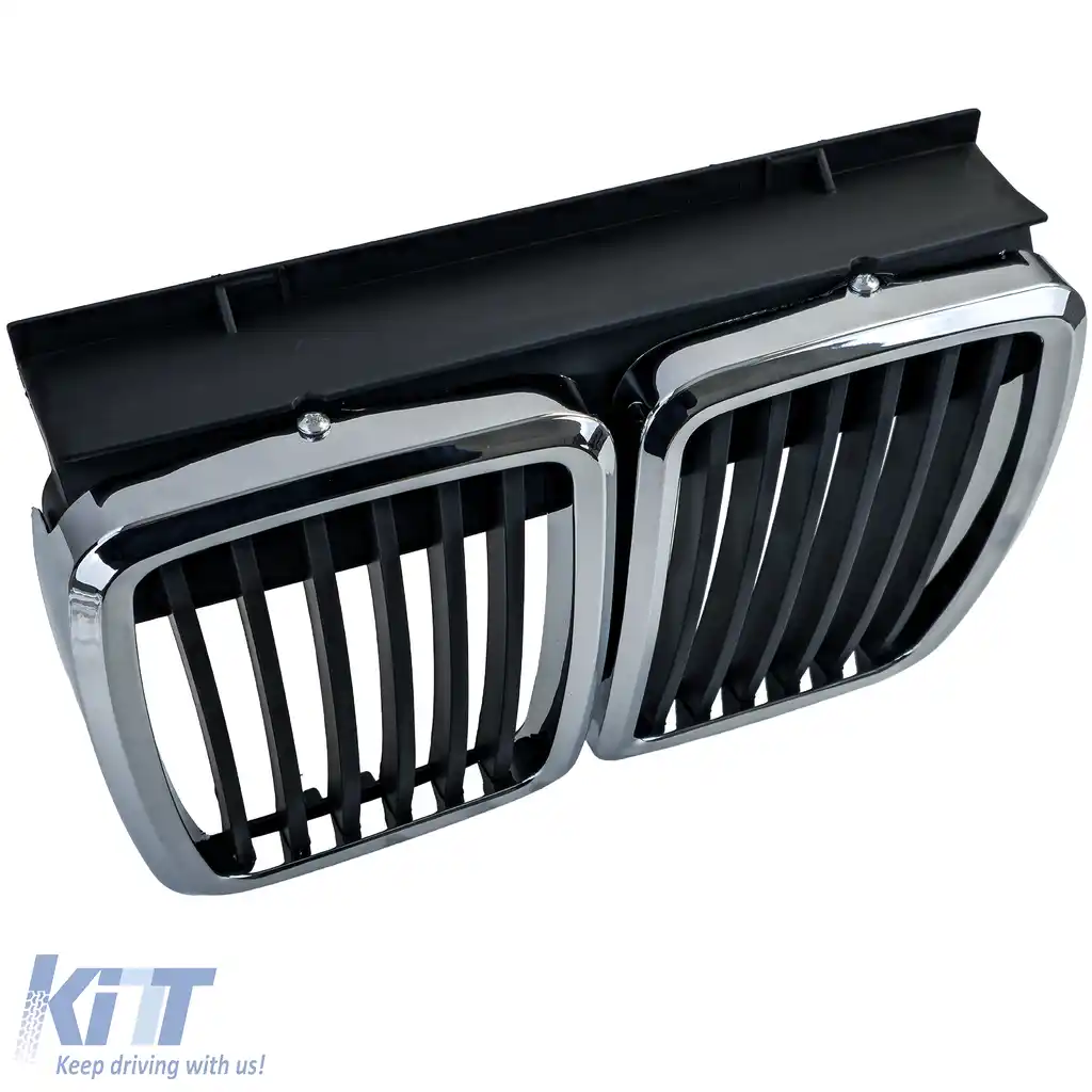 Grilă frontală sport crom negru, potrivită pentru BMW Seria 3 E30 1982-1994-image-6211310
