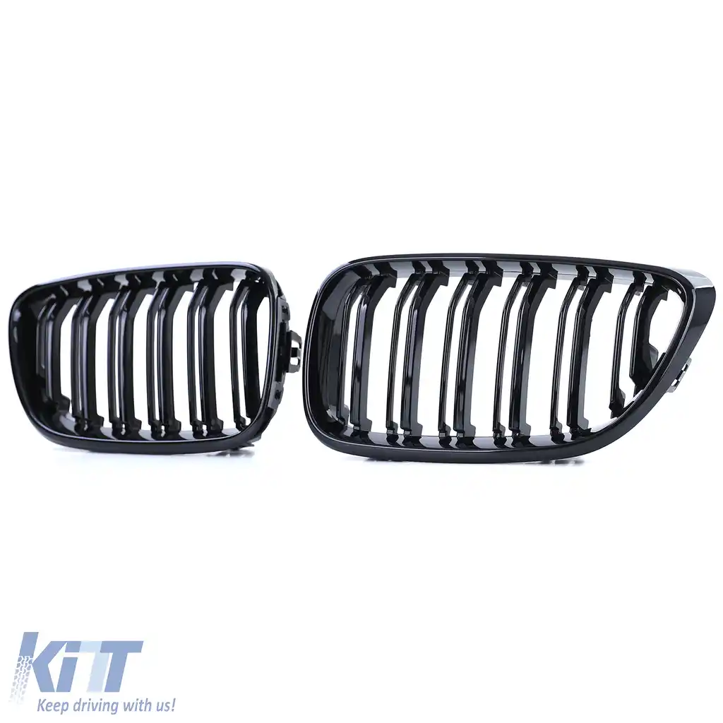Grilă frontală sport cu dublu fante, lucioasă, potrivită pentru BMW Seria 2 F22 F23 14-21-image-6197745