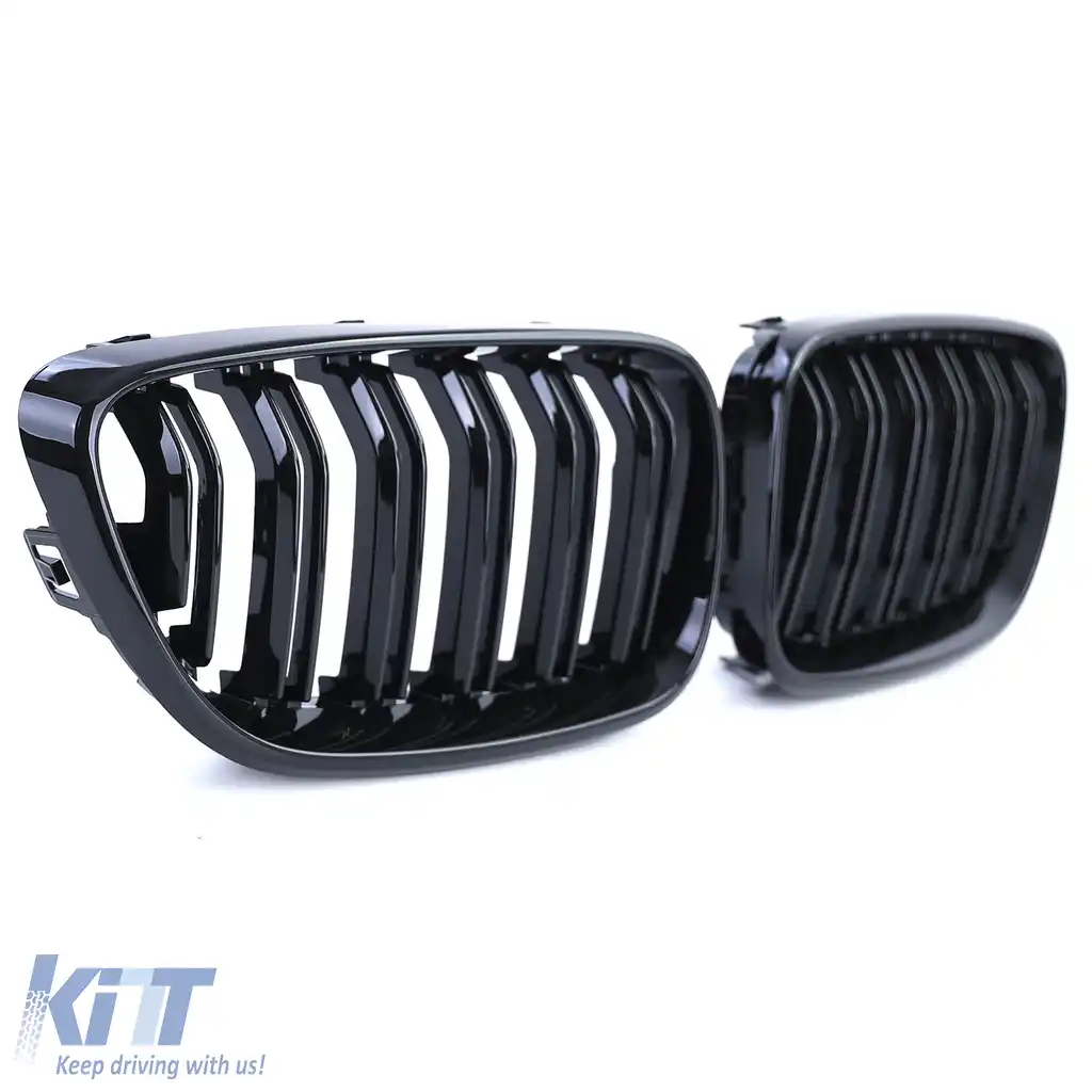 Grilă frontală sport cu dublu fante, lucioasă, potrivită pentru BMW Seria 2 F22 F23 14-21-image-6197746