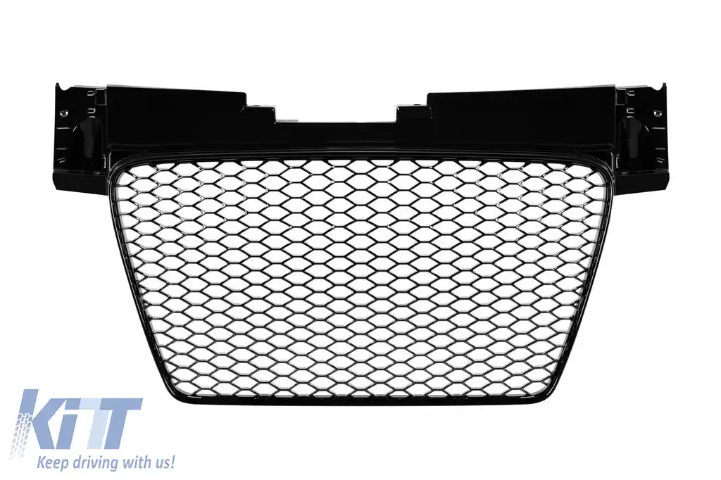 Grilă Gloss Black stil RS, potrivită pentru Audi TT Coupe, Convertible 2008-2015 fără bază pentru emblemă