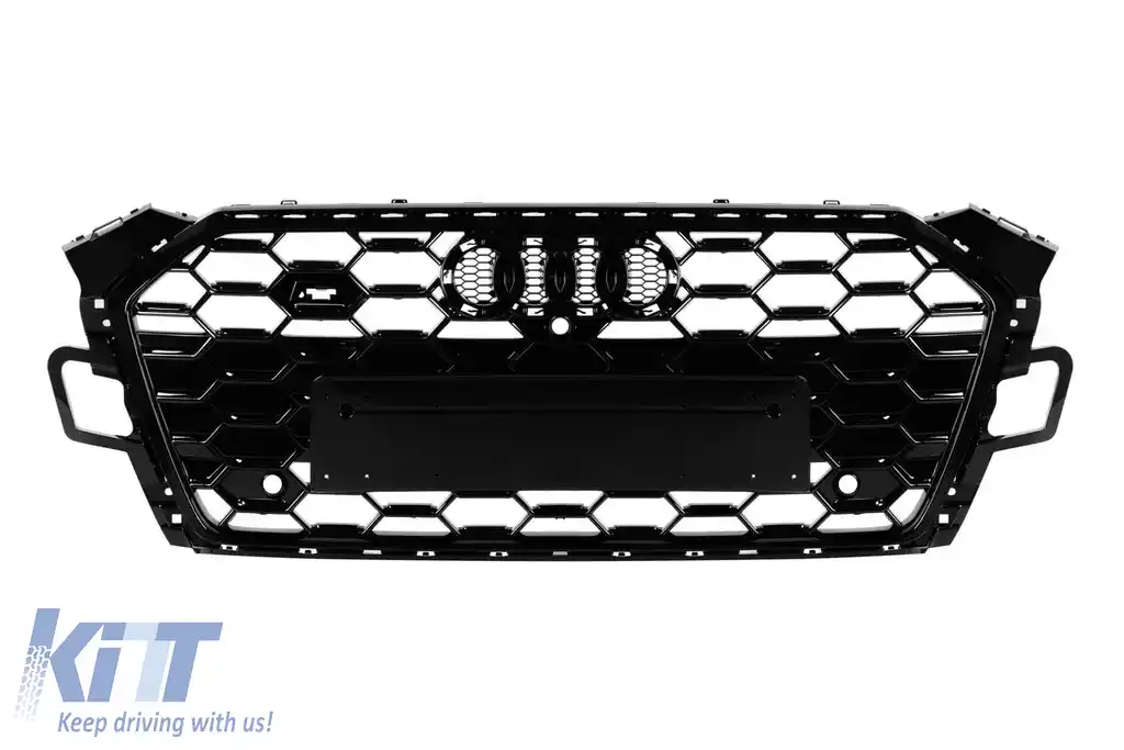 image-63-Grilă Gloss Black stil S5, potrivită pentru bara de protecție frontală S line pentru Audi A5 Sportback, Coupe, Cabrio 2020-2024