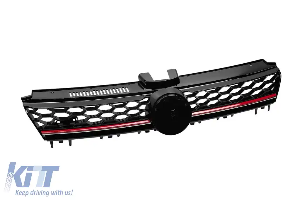Grilă GTi potrivită pentru VW Golf VII 2012-2019 pentru bara GTi, fără deschidere pentru emblemă-image-6216944