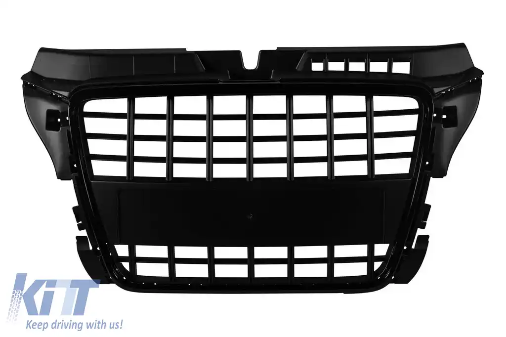 Grilă lac negru tip S3 potrivită pentru Audi A3 hatchback, Sportback, cabrio 2009-2012 fără găuri pentru senzori de parcare