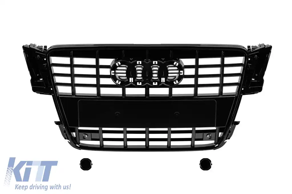 Grilă lac negru tip S5 potrivită pentru Audi A5 2007-2011 cu deschideri pentru senzori de parcare