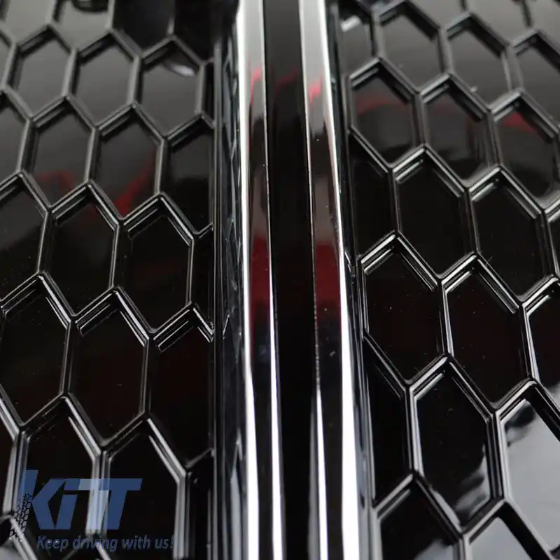 Grilă laterală pentru bara de protecție frontală potrivită pentru Audi Q3 8U 11-15 RSQ3 Look Negru Lucios / Crom Stânga & Dreapta 2 Piese-image-6300642