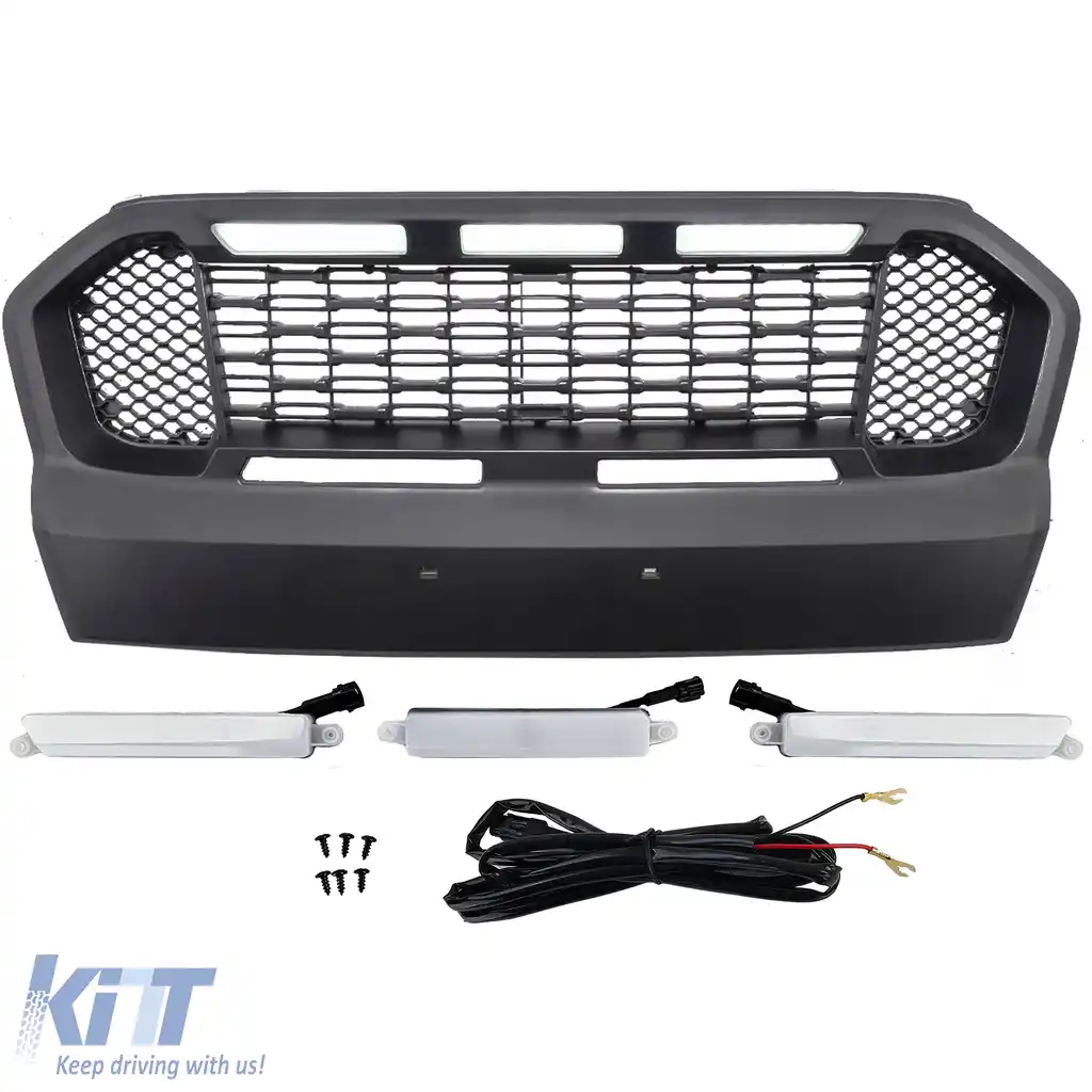 Grilă performantă cu plasă de fagure neagră cu LED, potrivită pentru Ford Ranger T7 16-19-image-6200398
