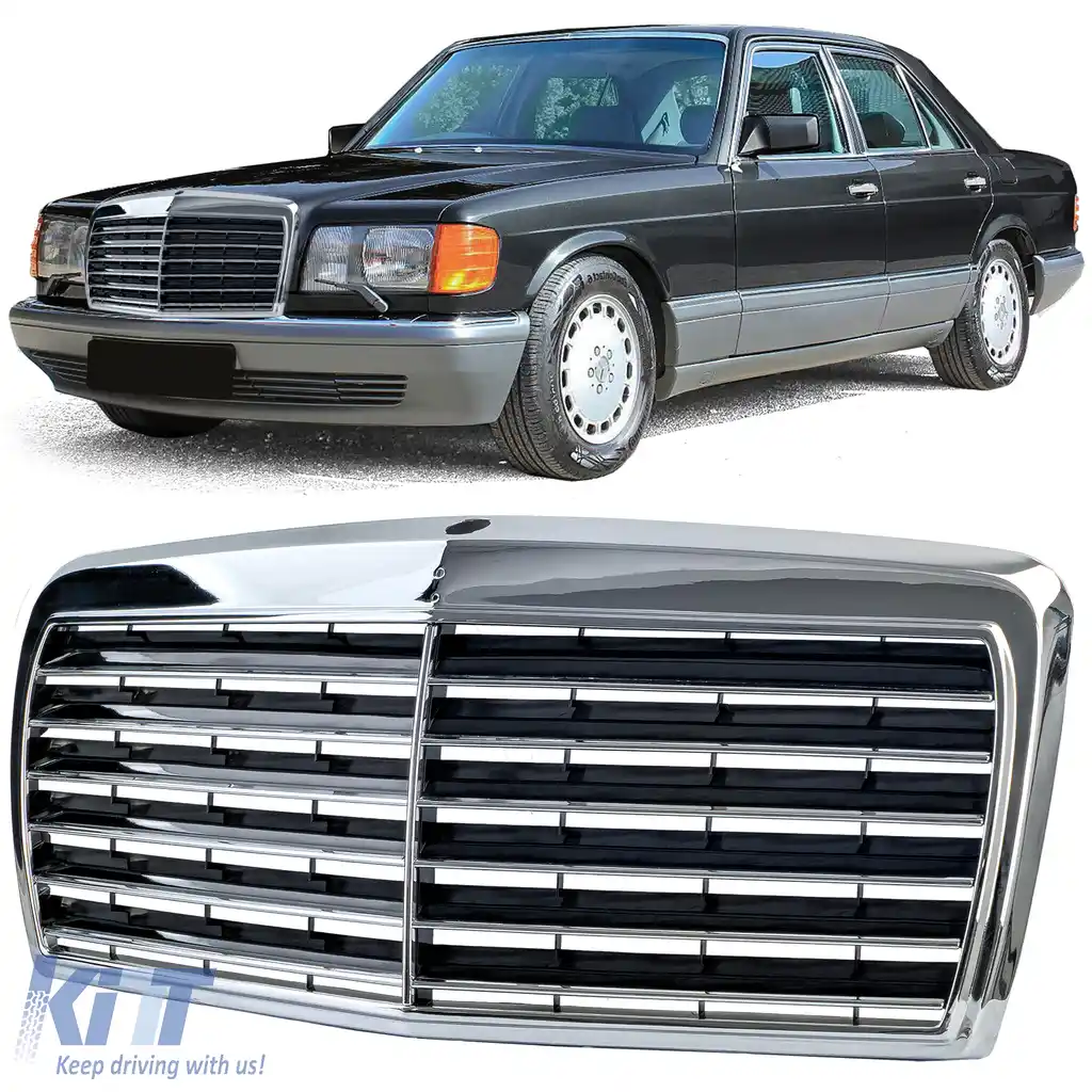 Grilă radiator 12 nervuri aspect sportiv potrivită pentru Mercedes W126 1980-1991