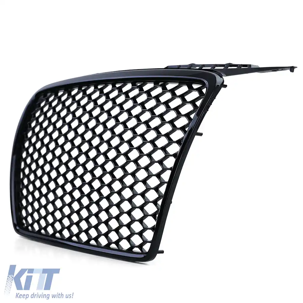 Grilă radiator cu fagure fără emblemă, neagră lucioasă, potrivită pentru Audi A3 8P 05-08-image-6195960