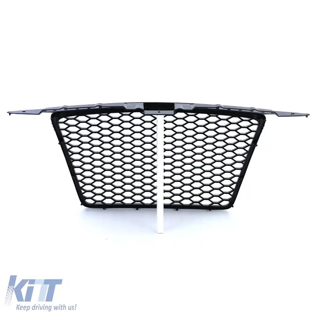 Grilă radiator cu fagure fără emblemă, neagră lucioasă, potrivită pentru Audi A3 8P 05-08-image-6195963