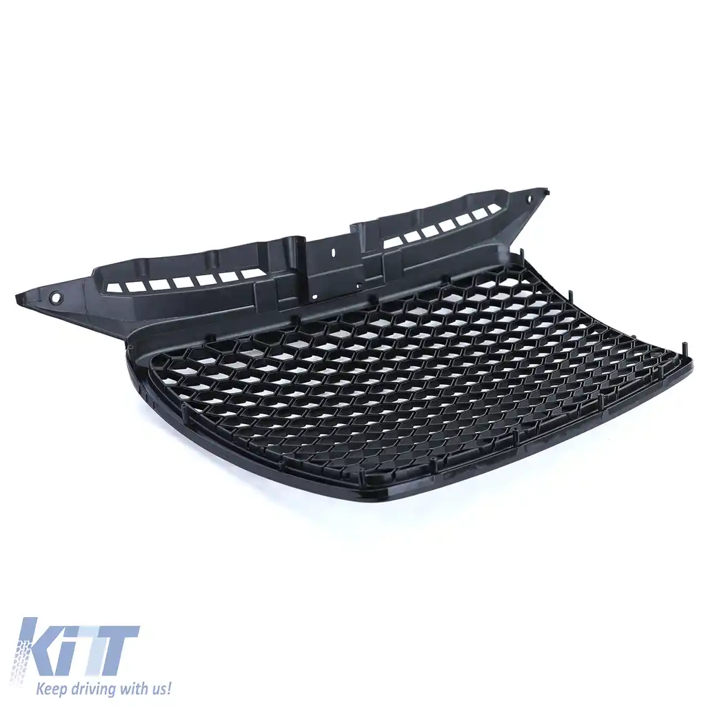 Grilă radiator cu fagure fără emblemă, neagră lucioasă, potrivită pentru Audi A3 8P 05-08-image-6195964