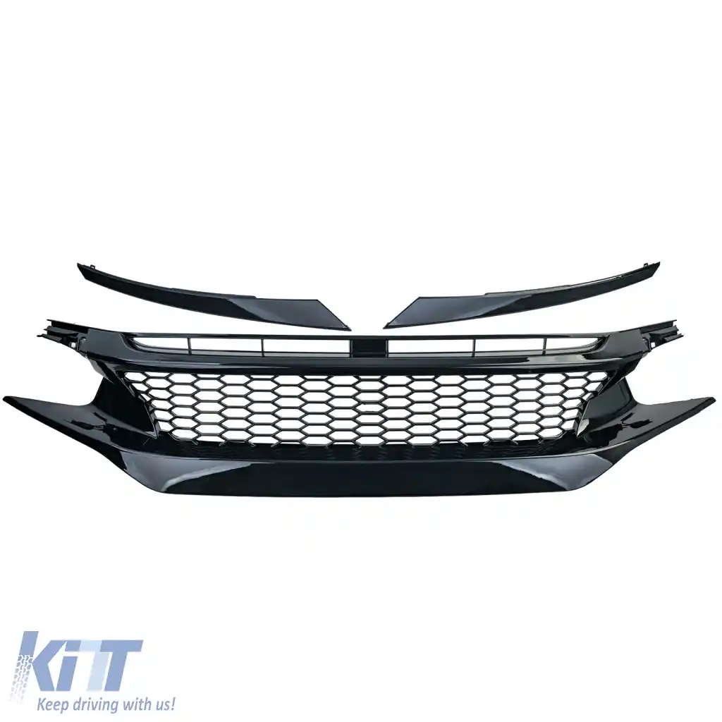 Grilă radiator curată cu fagure TR Performance Gloss, potrivită pentru Honda Civic X FC FK 2016-2020-image-6264136