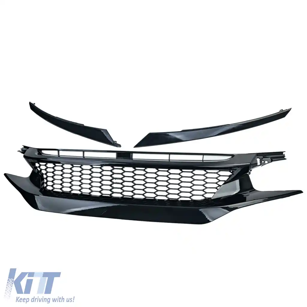 Grilă radiator curată cu fagure TR Performance Gloss, potrivită pentru Honda Civic X FC FK 2016-2020-image-6264137