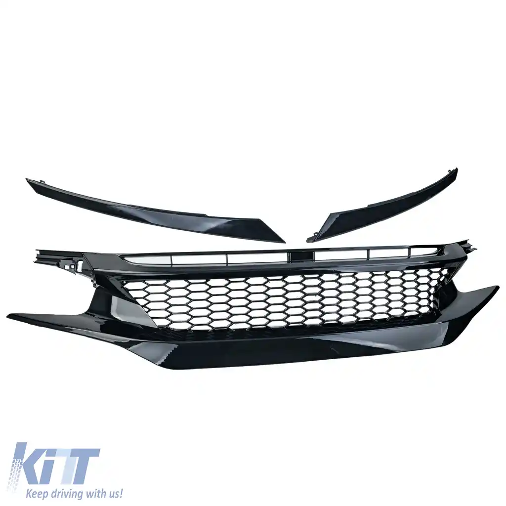 Grilă radiator curată cu fagure TR Performance Gloss, potrivită pentru Honda Civic X FC FK 2016-2020-image-6264138