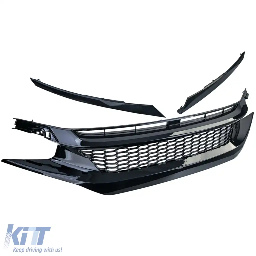 Grilă radiator curată cu fagure TR Performance Gloss, potrivită pentru Honda Civic X FC FK 2016-2020-image-6264139